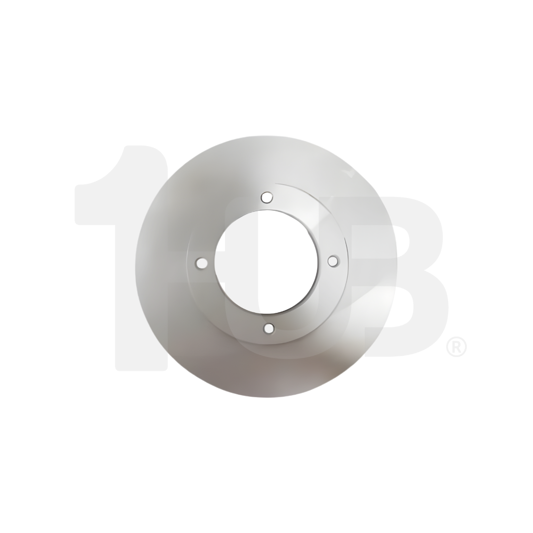 Metallic disc with central hole on a white background