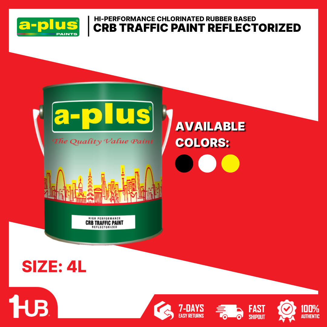 A-Plus® Hi-Performance CRB Reflectorized Traffic Paint (4L) | High-Visibility Chlorinated Rubber Road Marking Paint
