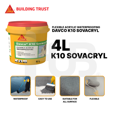 SIKA DAVCO K10 SOVACRYL - FLEXIBLE ACRYLIC WATERPROOFING ( 4L )