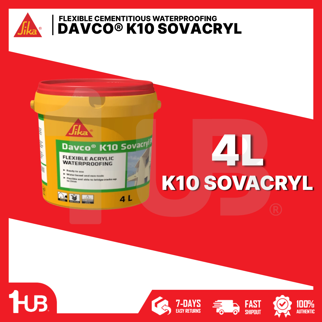 SIKA DAVCO K10 SOVACRYL - FLEXIBLE ACRYLIC WATERPROOFING ( 4L )