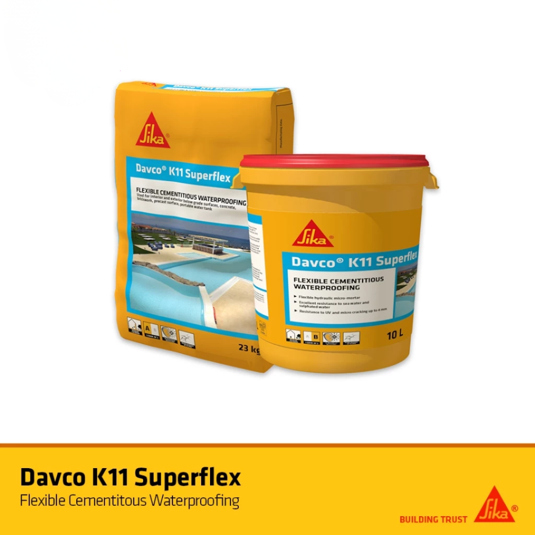 SIKA DAVCO K11 SUPERFLEX - FLEXIBLE CEMENTITIOUS WATERPROOFING 23 KG  & 10 L PAIL ( 1 SET )