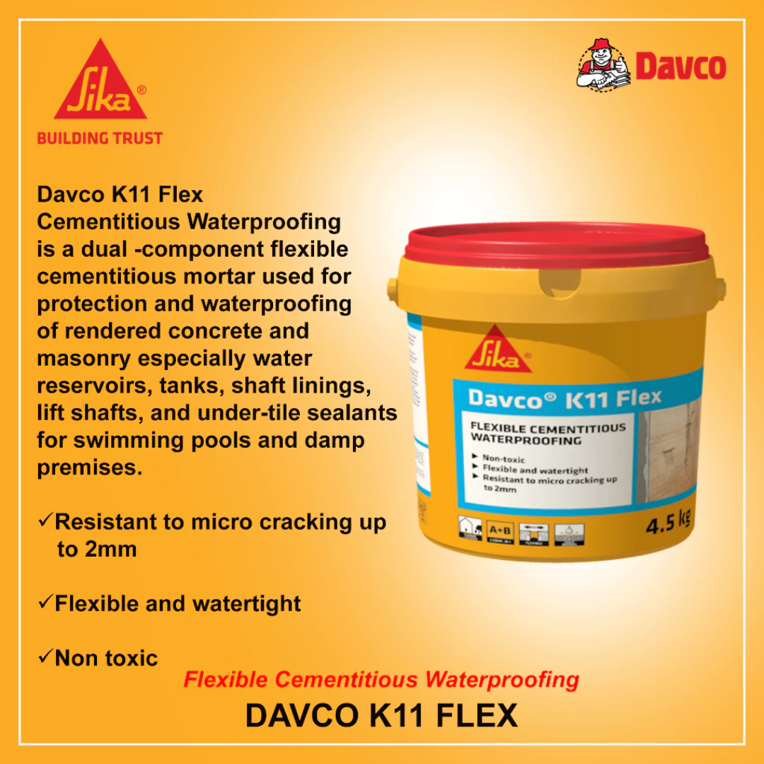 SIKA DAVCO K11 FLEX - FLEXIBLE CEMENTITIOUS WATERPROOFING ( 4.5KG )