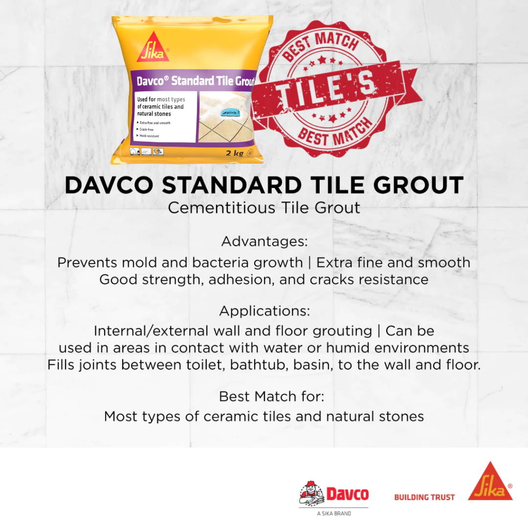 SIKA DAVCO STANDARD TILE GROUT 1 PACK ( 2KG )