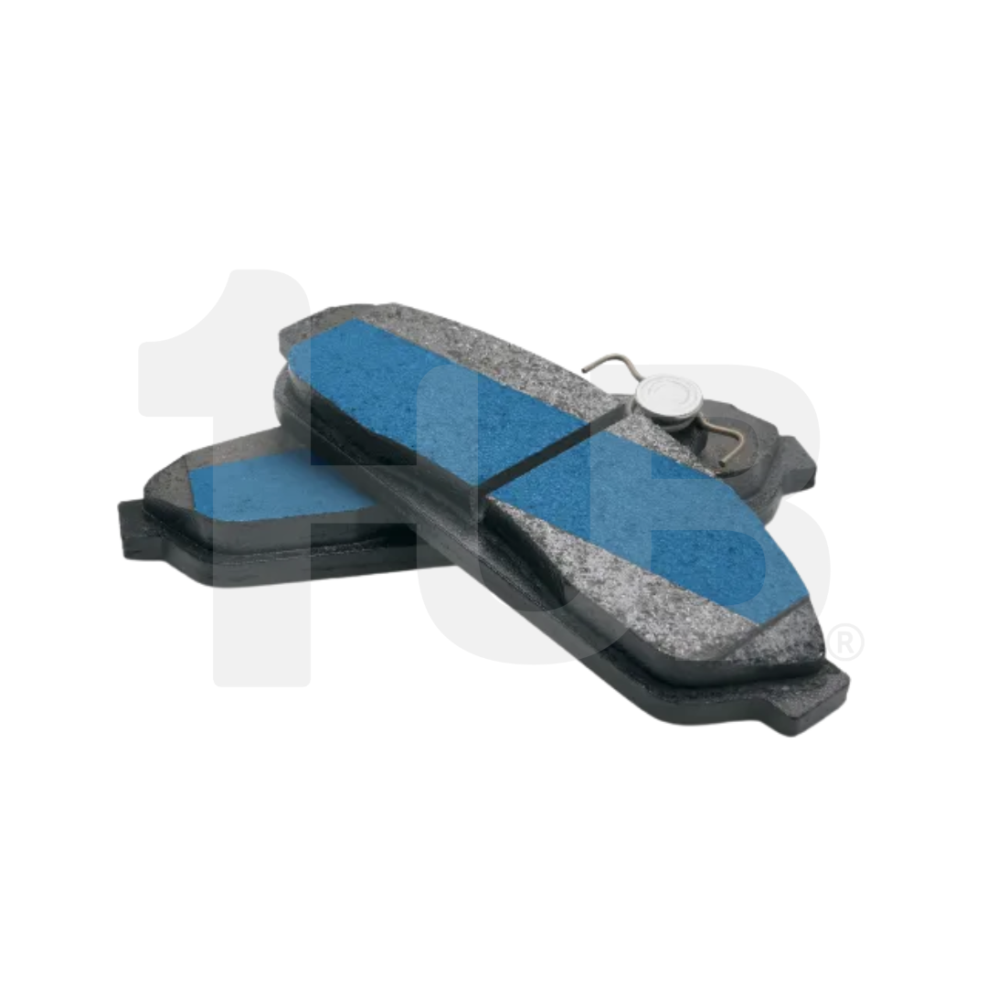 Brake pads with blue and gray color on a white background