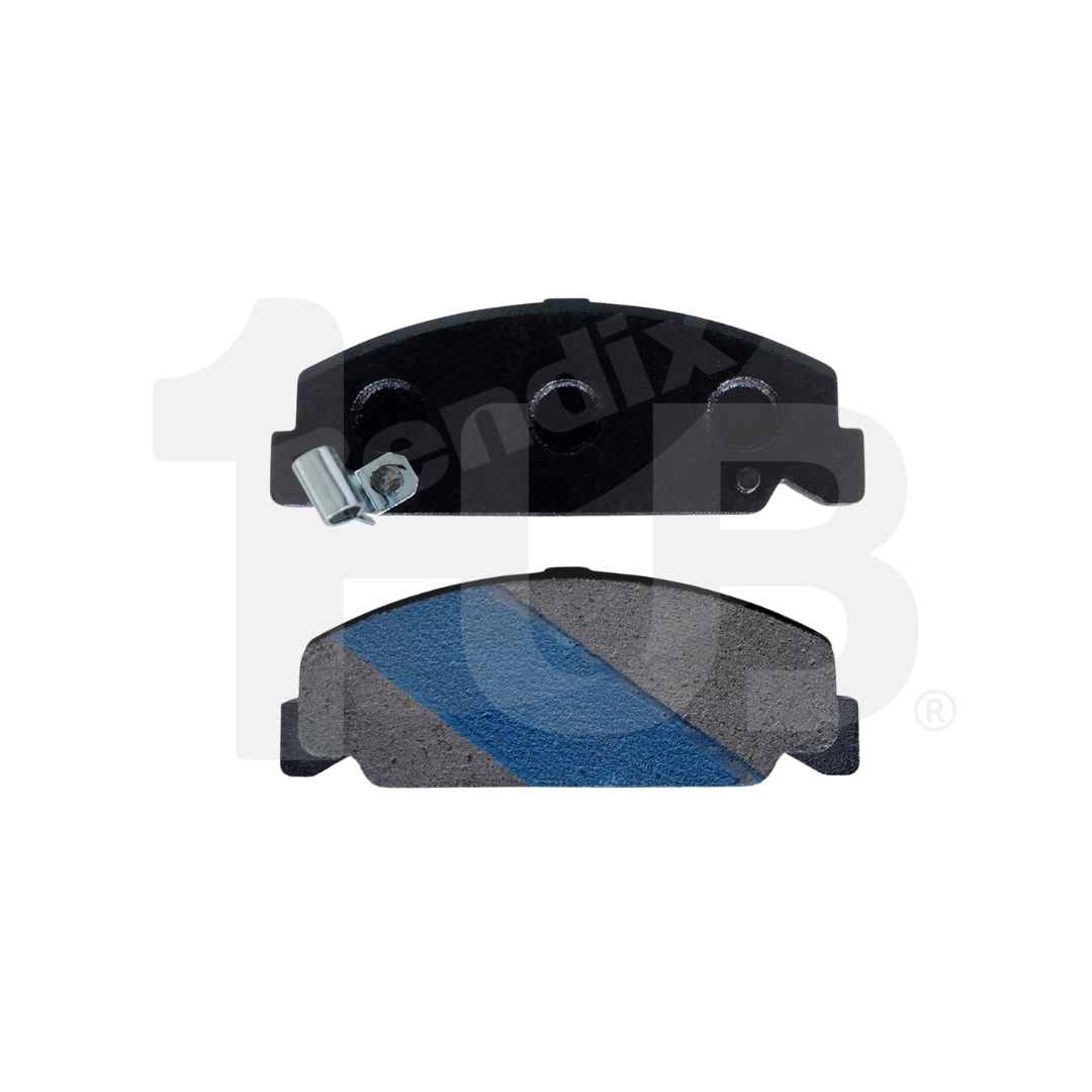 Brake pads with a blue and gray design on a white background