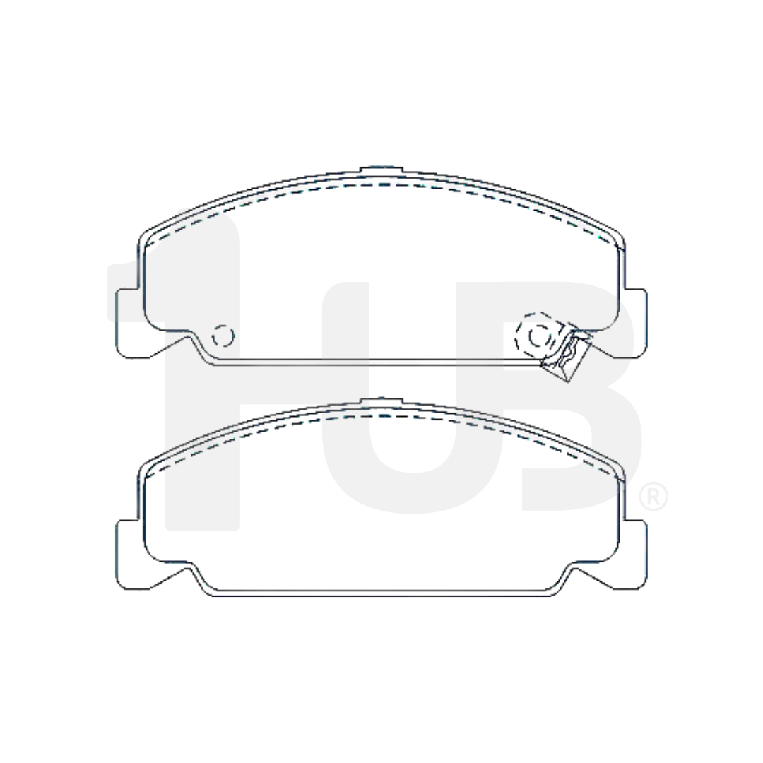 Two brake pads on a white background with a brand logo.
