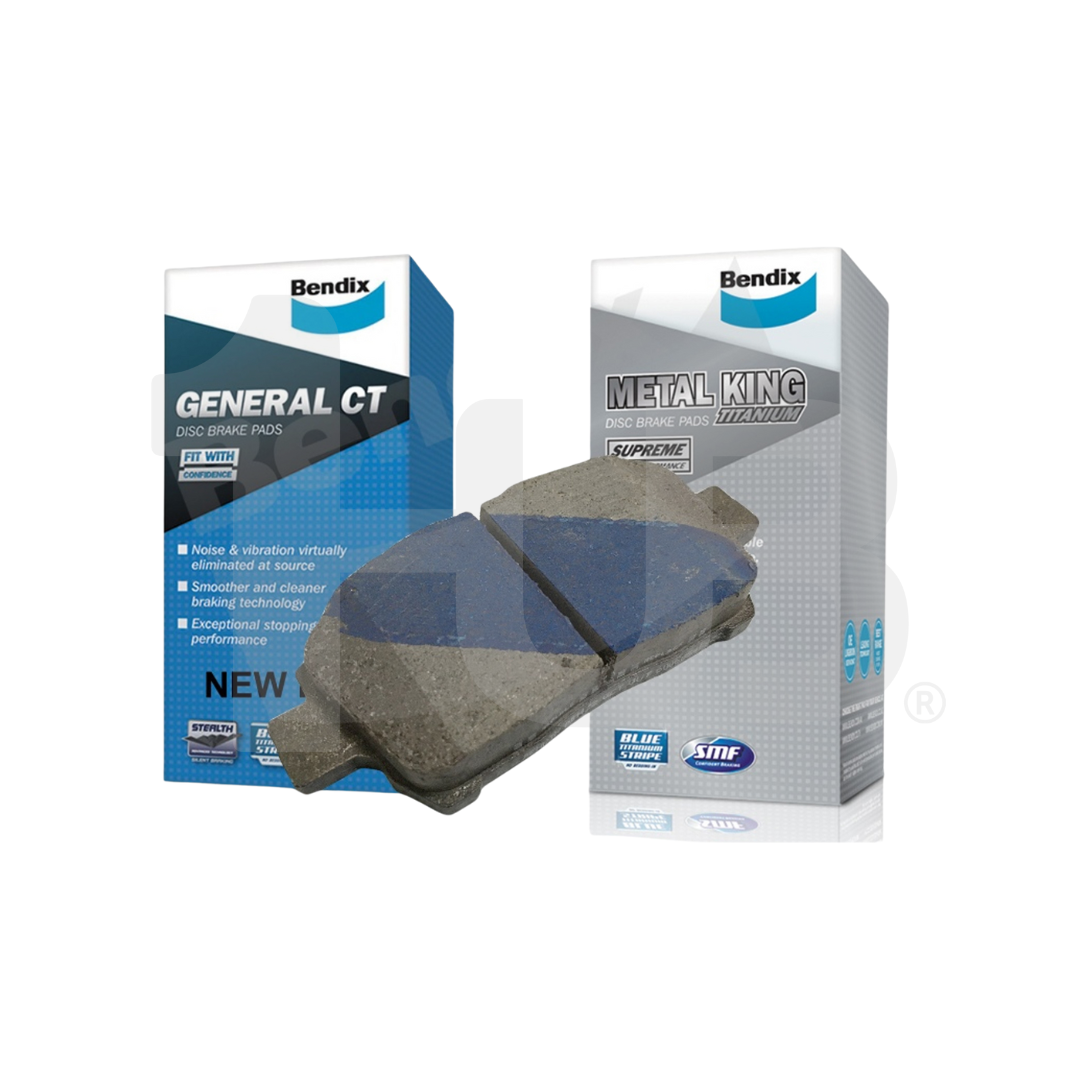 Two packages of Bendix brake pads on a white background