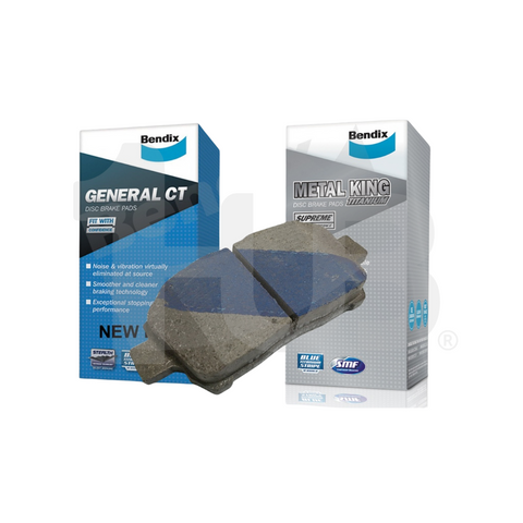 Two packages of Bendix brake pads on a white background