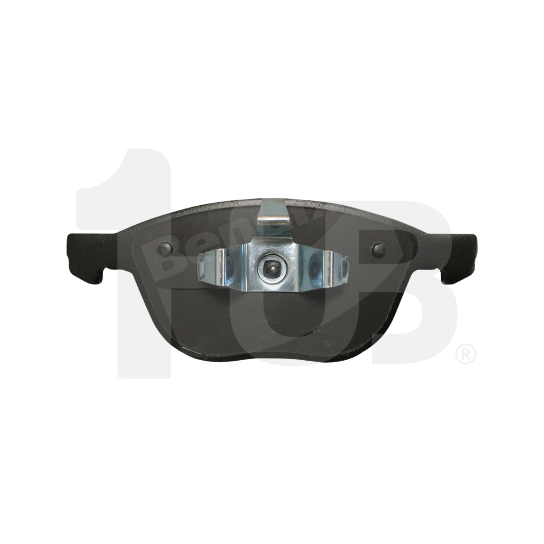 Brake pad on a white background with a brand logo.