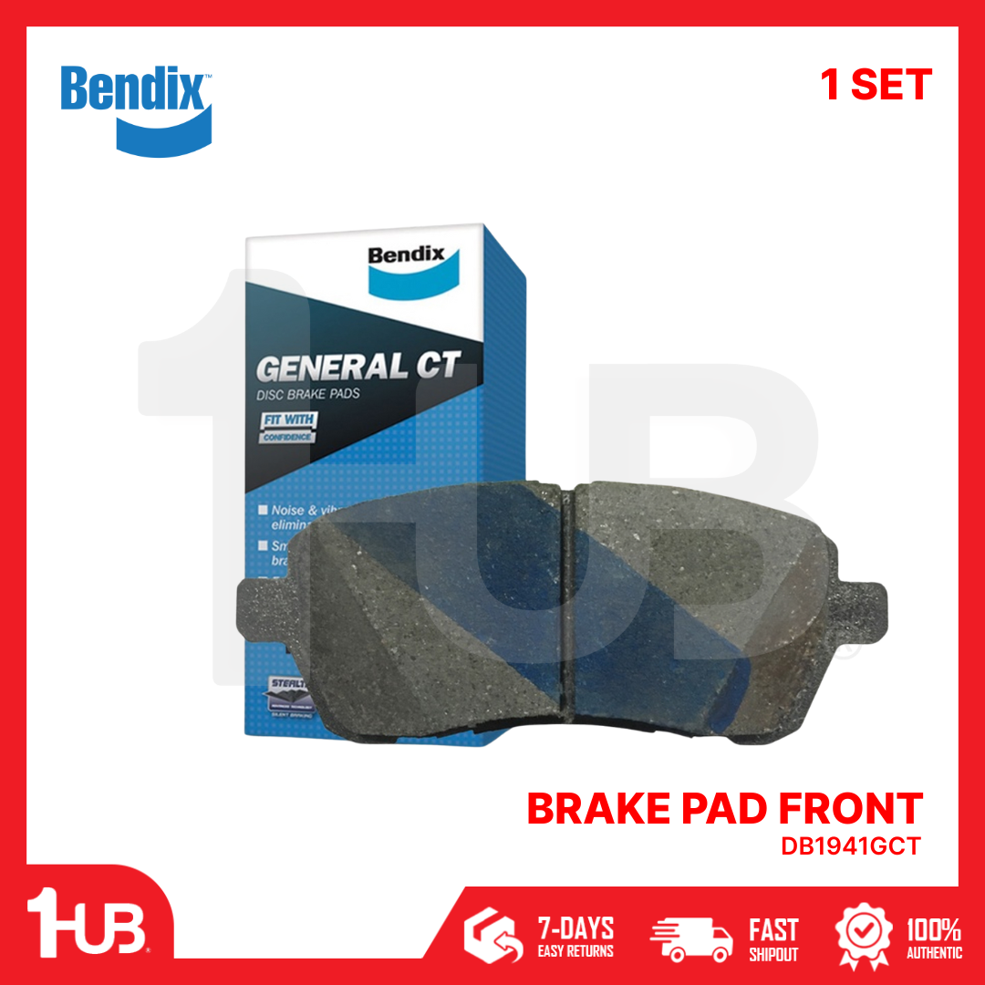 Bendix brake pad set with packaging on a red background