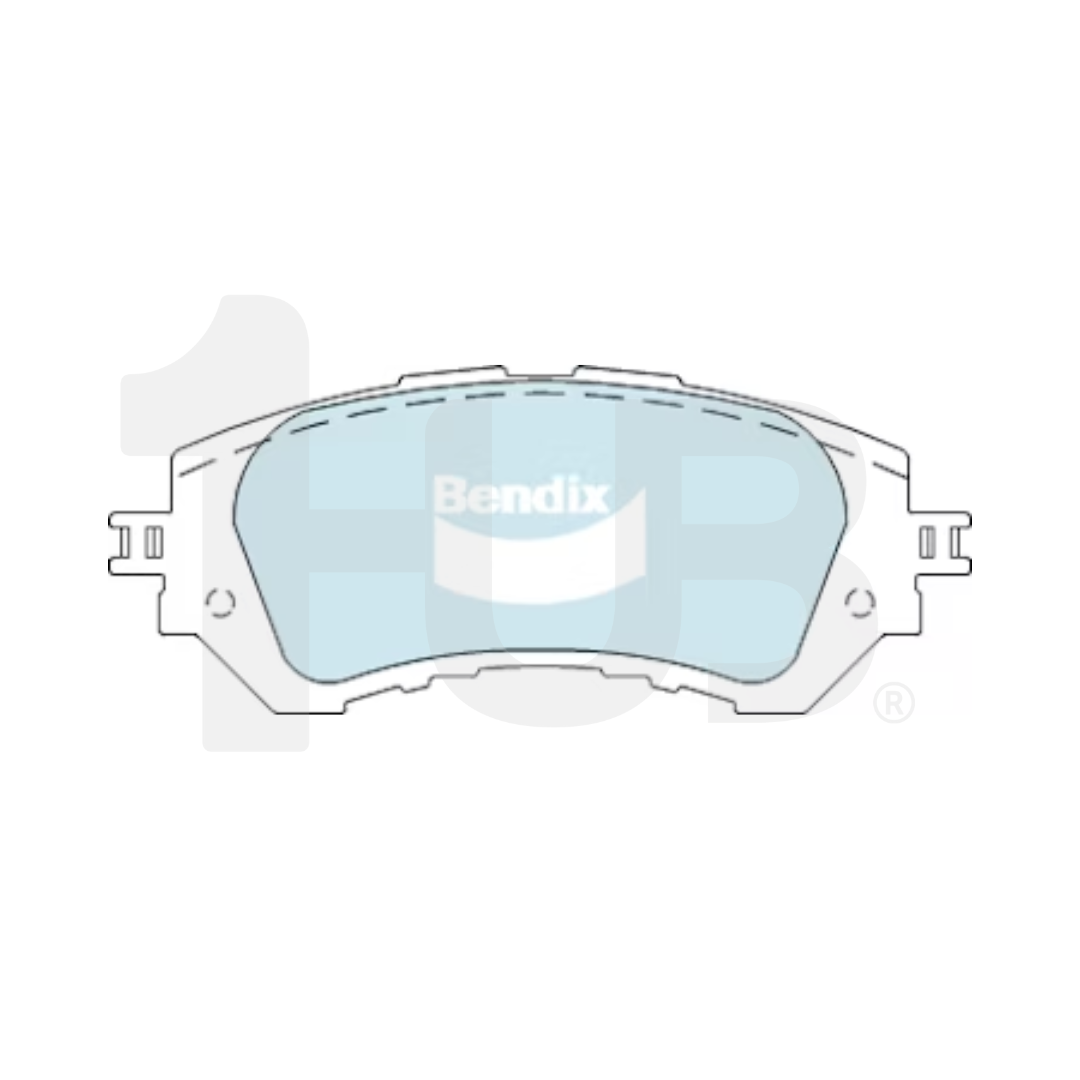 Brake pad with Bendix branding on a white background