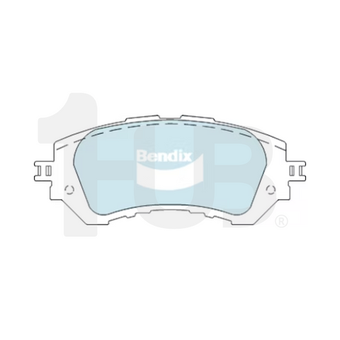 Brake pad with Bendix branding on a white background