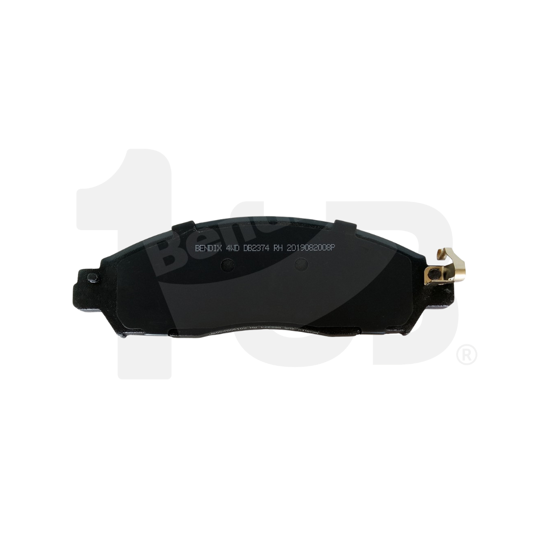 Brake pad on a white background with a brand logo.