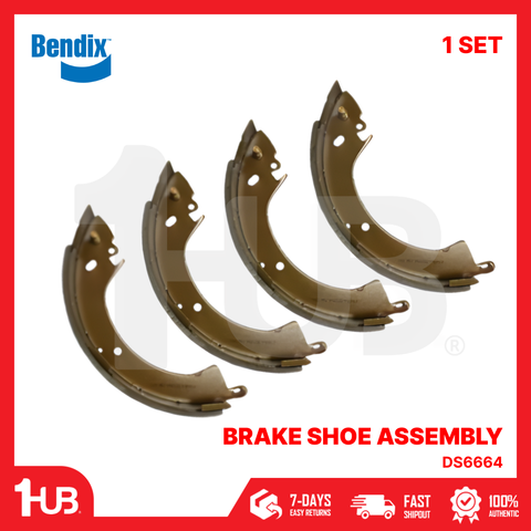 BENDIX BRAKE SHOE MITSUBISHI L200 4X2 , PAJERO 1985-06 / L300 (ALL) , L300 EURO4 1986-22 / ADVENTURE 1998-18 DS6664 BS1594 ( 1 SET )