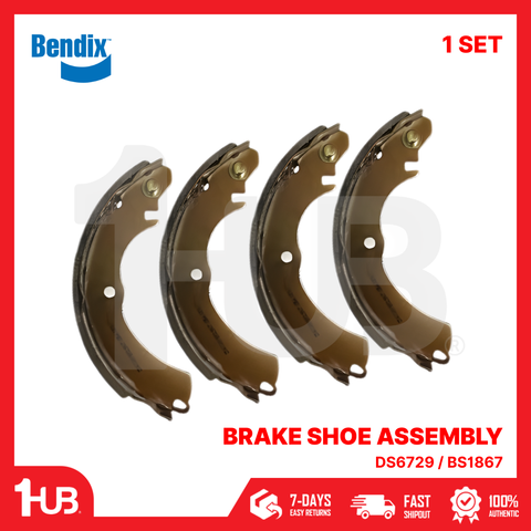 BENDIX BRAKE SHOE ASSEMBLY MITSUBISHI LANCER 2004-08 DS6729 / BS1867 ( 1 SET )