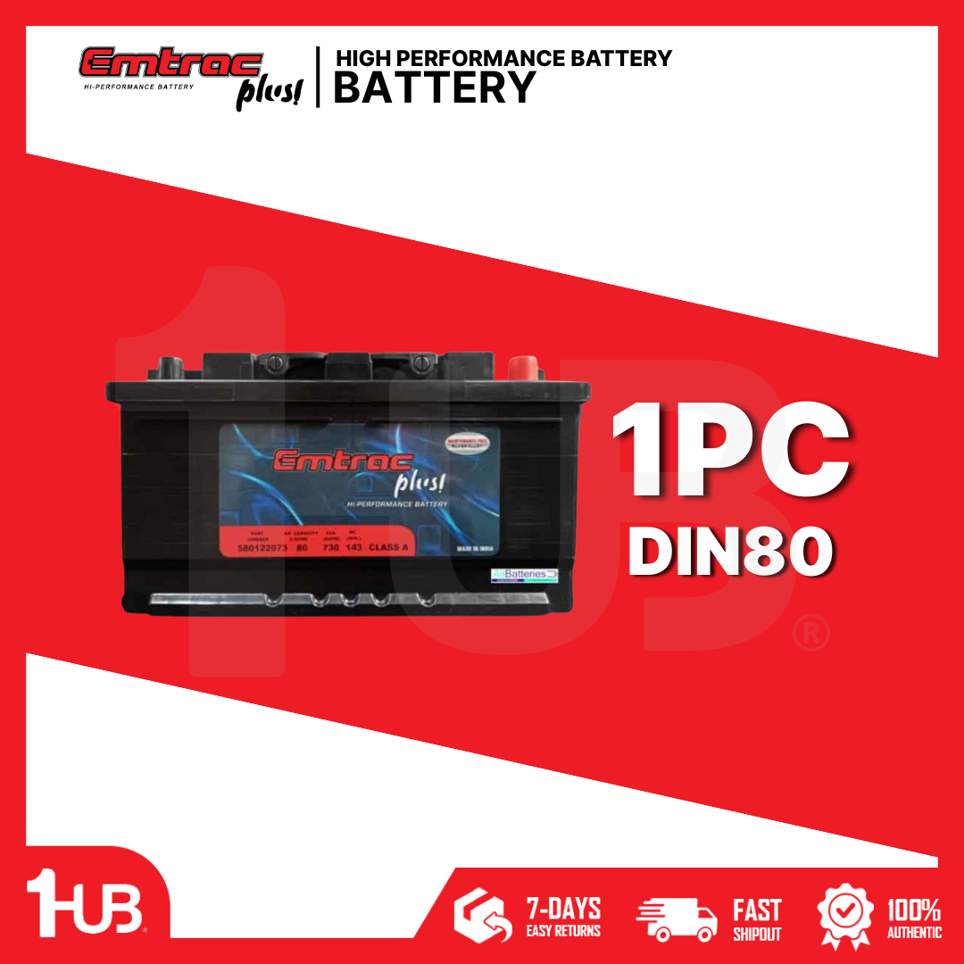 EMTRAC BATTERY CHROME DIN80 ( 1 PC )