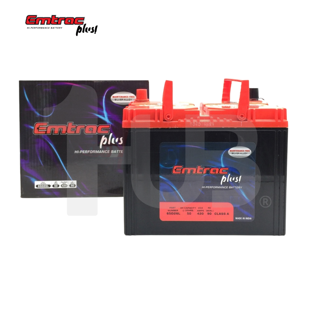 EMTRAC CAR BATTERY 2SMF CHROME REGULAR N50L / 65D26L ( 1 PC )