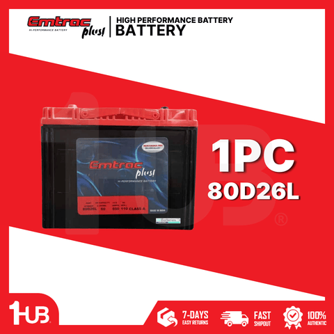 EMTRAC CAR BATTERY 2SM / N50L TITANIUM 80D26L ( 1 PC )