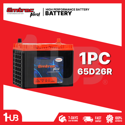 EMTRAC CAR BATTERY CHROME 2SMF/N50R REVERSE 65D26R ( 1 PC )