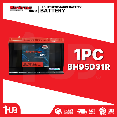 EMTRAC CAR BATTERY CHROME N70R/3SM REVERSE BH95D31R ( 1 PC )