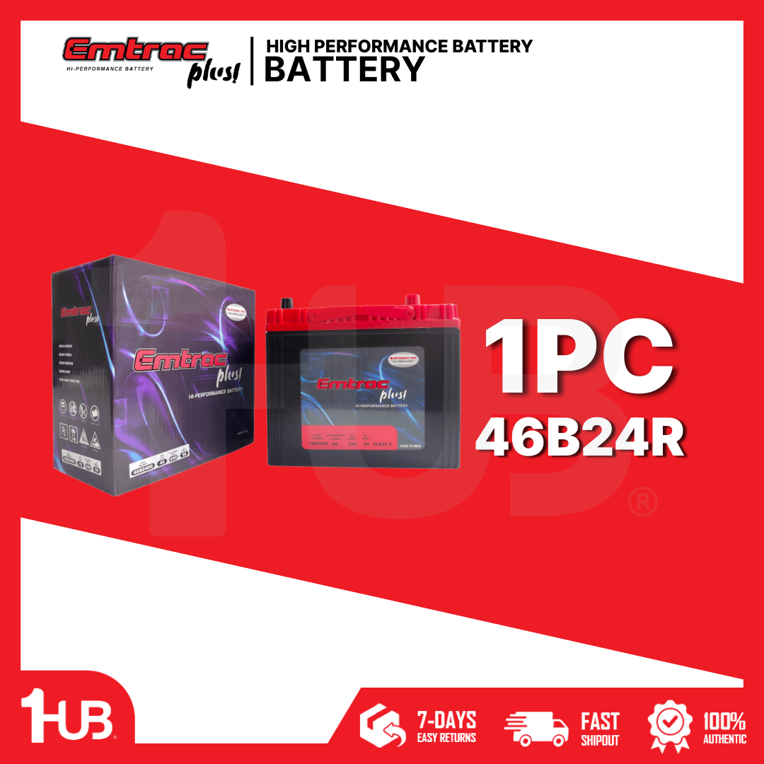 EMTRAC CAR BATTERY CHROME NS60 REVERSE NS60 / 46B24R ( 1 PC )