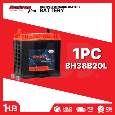 EMTRAC CAR BATTERY CHROME REGULAR BH38B20L (NS40) ( 1 PC )