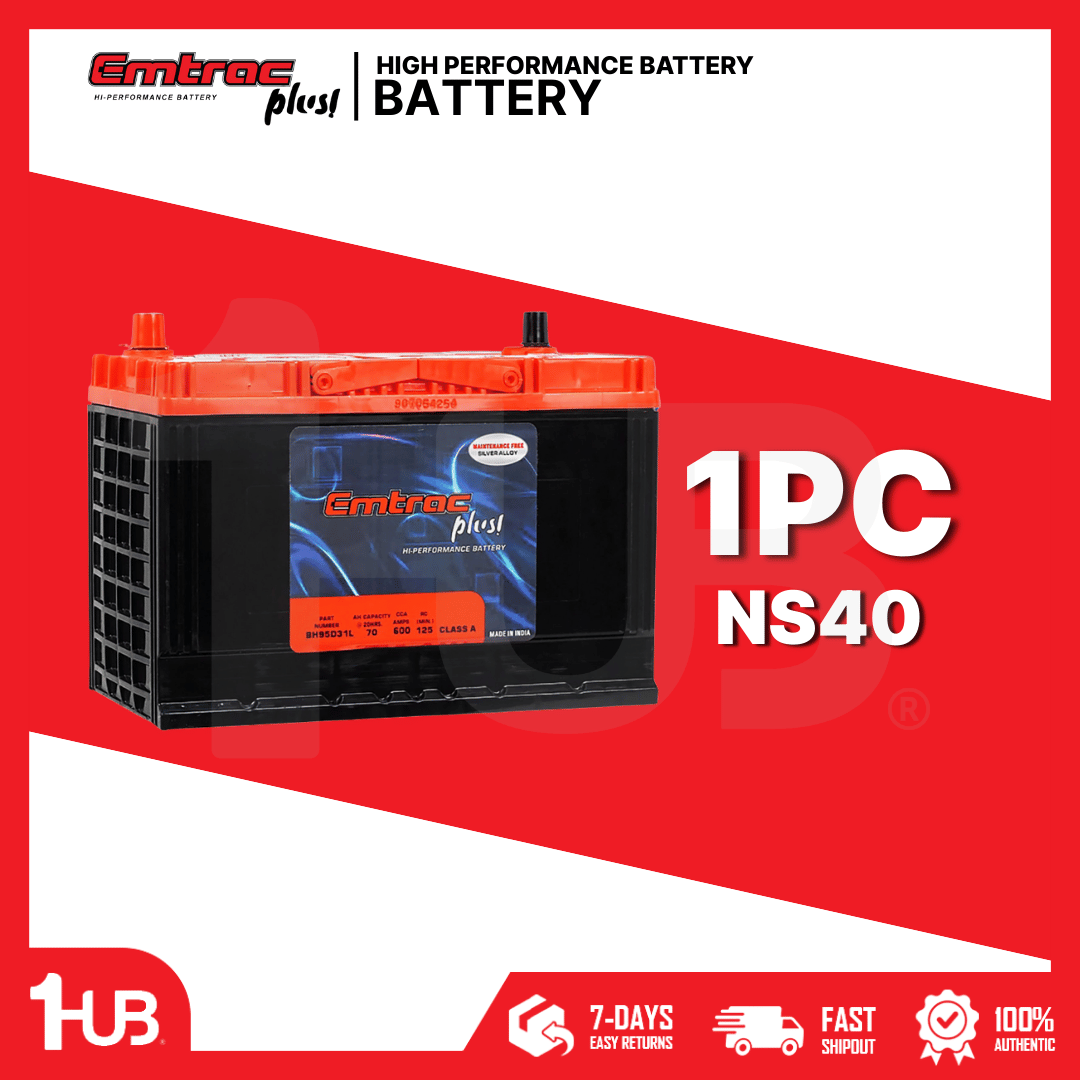 EMTRAC CAR BATTERY CHROME REVERSE NS40 ( 1 PC )