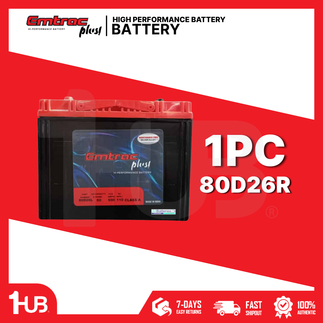 EMTRAC CAR BATTERY N50 / 2SM TITANIUM 80D26R ( 1 PC )