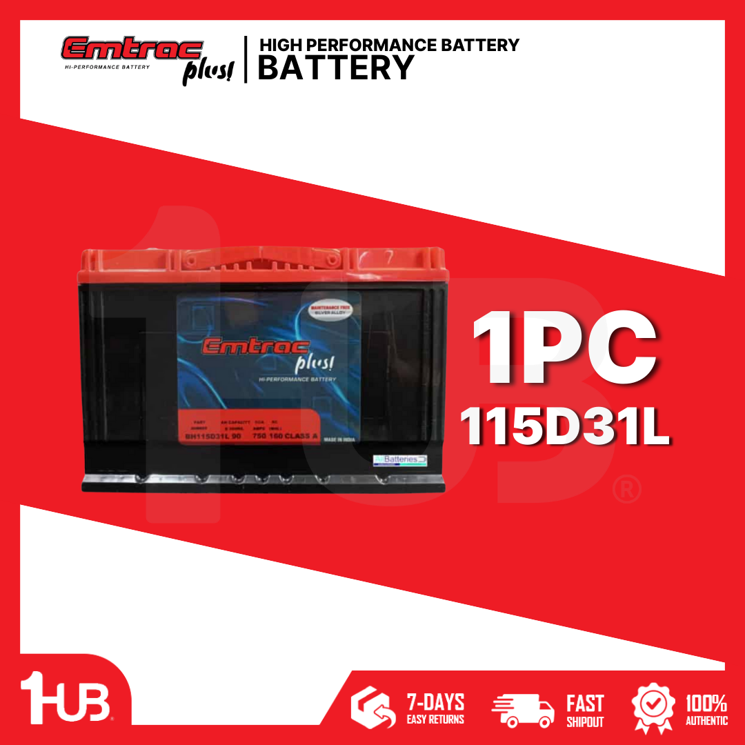 EMTRAC CAR BATTERY N70L/3SMF TITANIUM 3SM 115D31L ( 1 PC )