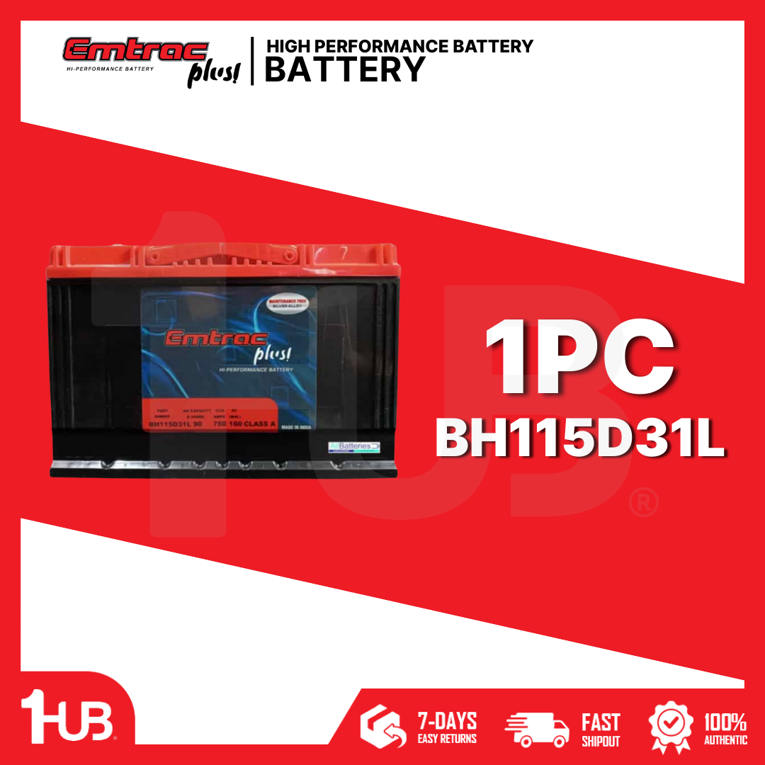 EMTRAC CAR BATTERY N70/3SMF TITANIUM (MAINTENACE FREE) BH115D31L ( 1 PC )