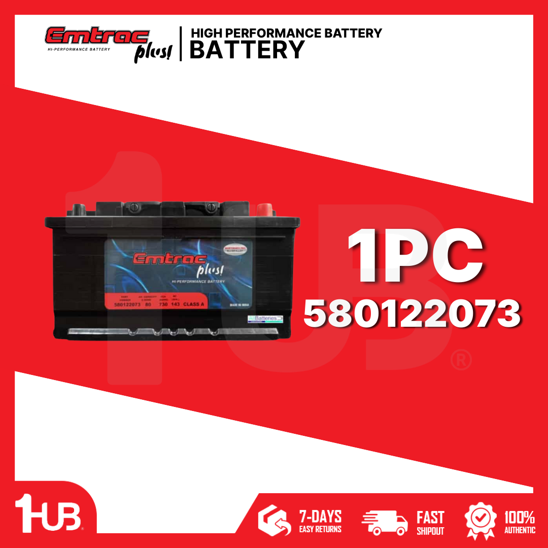 EMTRAC CAR BATTERY PLATINUM-10 580122073 / DIN80 ( 1 PC )