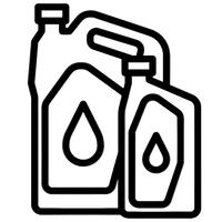 Outline of two oil cans with droplets on a white background