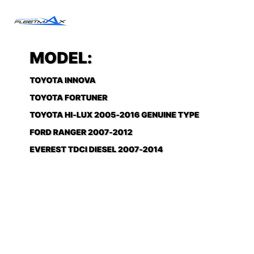 FLEETMAX AIR FILTER TOYOTA / FORD INNOVA, FORTUNER, HI-LUX 05-16 GENUINE TYPE / RANGER 07-12, EVEREST TDCi DIESEL 07-14 FAS8500 ( 1 PC )