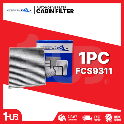 FLEETMAX CABIN FILTER HYUNDAI / KIA ACCENT 11-18 W/ CHARCOAL, TUCSON 06-14 W/ CHARCOAL / CARENS 07-13 W/ CHARCOAL, RIO 05-11, SOLUTO, STONIC 19-23, SPORTAGE 10-16 FCS9311 ( 1 PC )
