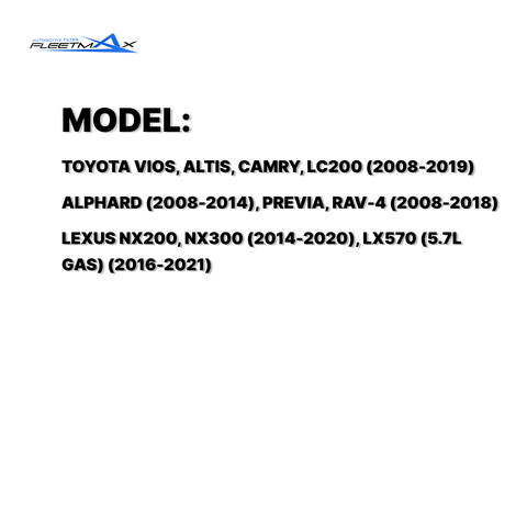 FLEETMAX CABIN FILTER TOYOTA VIOS, ALTIS, CAMRY, LC200 08-19 W/ CHARCOAL, ALPHARD 08-14 GENUINE TYPE, PREVIA, RAV-4 08-18, LEXUS NX200, NX300 14-20, LEXUS LX570 5.7L GAS 16-21 FCS9579 ( 1 PC )