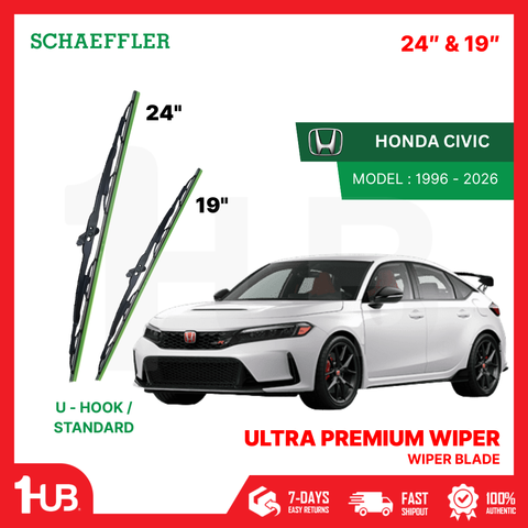 SCHAEFFLER ULTRA PREMIUM WIPER BLADE FOR HONDA CIVIC 1996 - 2026 MODEL U-HOOK / MULTI-ADAPTOR BANANA TYPE