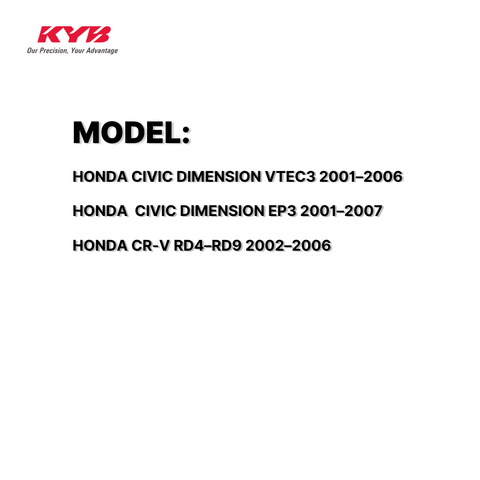 KYB SHOCK MOUNTING HONDA CIVIC DIMENSION VTEC3 01-06, 1.5, VTI 1.5. 1.6, CIVIC DIMENSION EP3 1.5,1.6 LXI, VTI, VTEC 01-12 05-07, CRV RD 4/5/6/7/8/9 05-06 02-04 FRONT WITHOUT BEARING SAM-SM7152 51726-S5A-004 ( 1 SET )