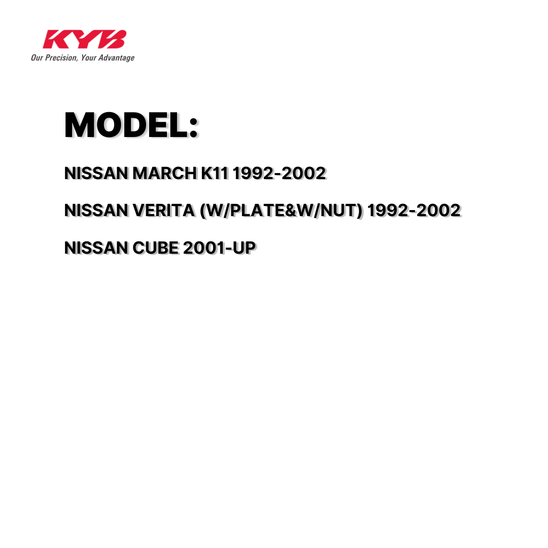 KYB SHOCK MOUNTING NISSAN MARCH K11, VERITA (W/PLATE&W/NUT) 92-02, CUBE 01-UP FRONT WITHOUT BEARING SAM-SM7168 54320-41B03 / 332061 / 332062 ( 1 SET )