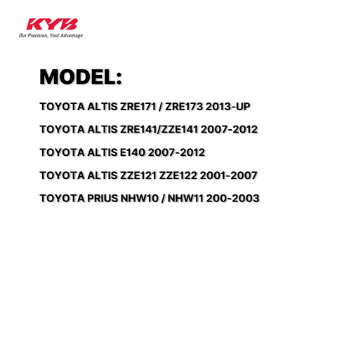 KYB SHOCK MOUNTING TOYOTA ALTIS ZRE171 / ZRE173 13-UP, ALTIS ZRE141/ZZE141 07-12, ALTIS E140 07-12, ALTIS ZZE121 ZZE122 01-07, PRIUS NHW10 / NHW11 00-03 REAR WITHOUT BEARING SAM-SM7623 48257-32090 ( 1 SET )