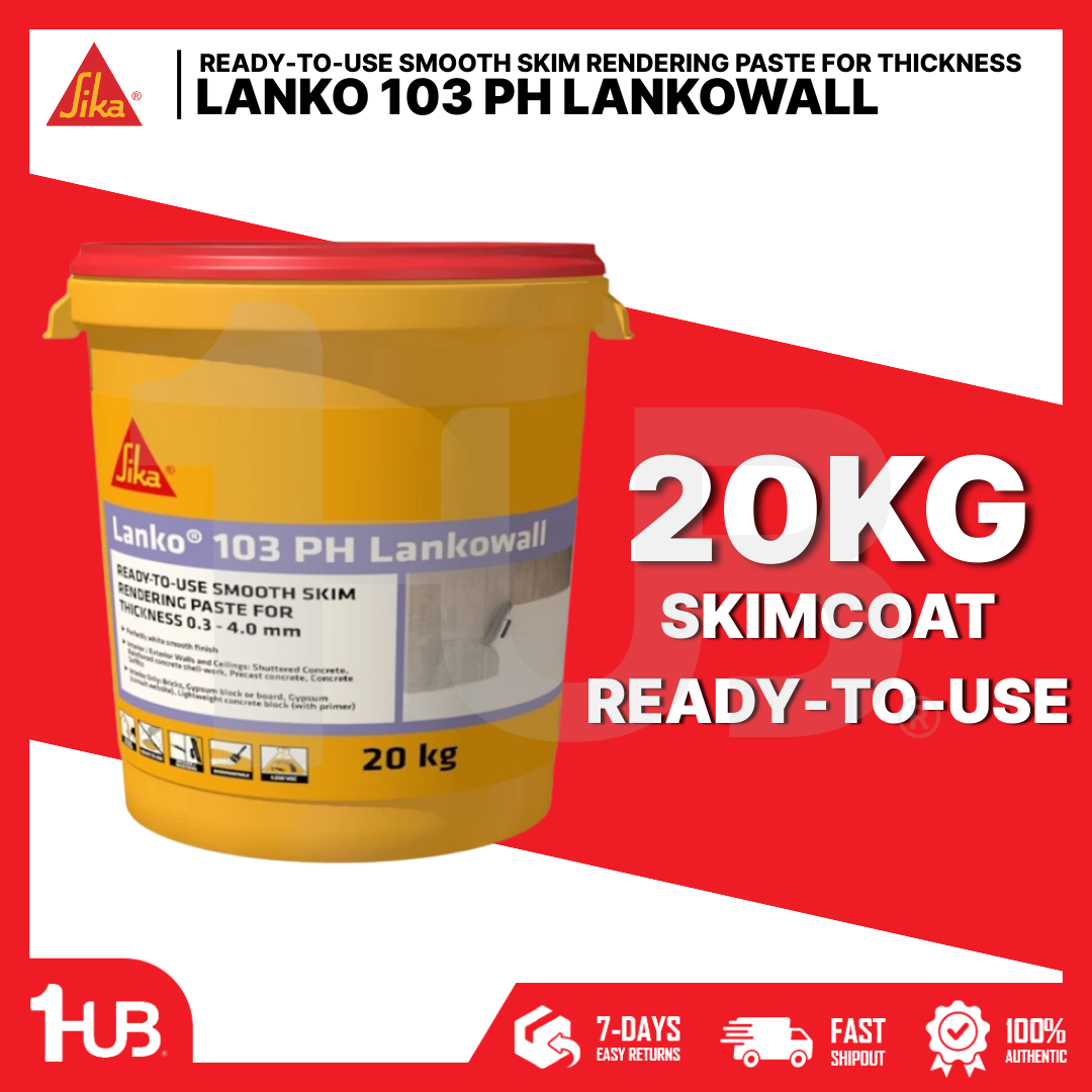 SIKA LANKO® 103 LANKOWALL  READY-TO-USE SMOOTH SKIM RENDERING PASTE FOR THICKNESS 0.3 MM - 4.0 MM ( 20KG )