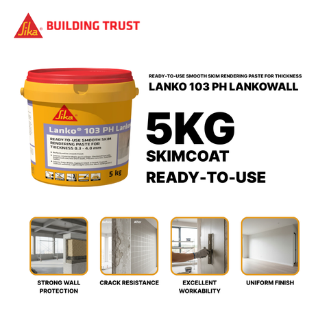 SIKA LANKO® 103 LANKOWALL  READY-TO-USE SMOOTH SKIM RENDERING PASTE FOR THICKNESS 0.3 MM - 4.0 MM ( 5KG )