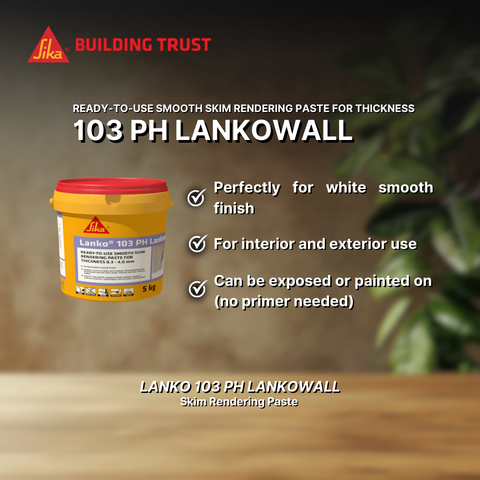 SIKA LANKO® 103 LANKOWALL  READY-TO-USE SMOOTH SKIM RENDERING PASTE FOR THICKNESS 0.3 MM - 4.0 MM ( 5KG )