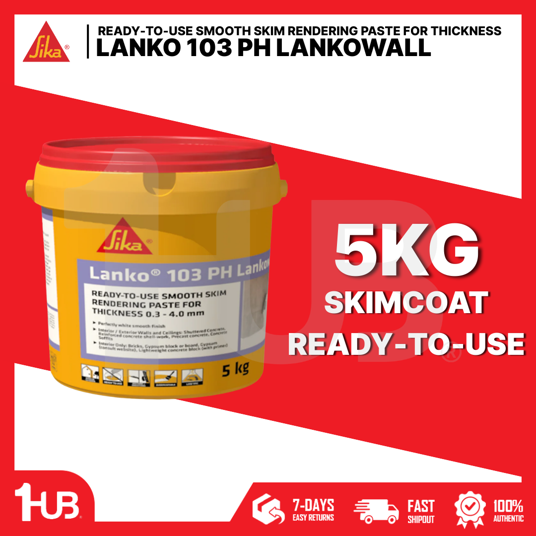 SIKA LANKO® 103 LANKOWALL  READY-TO-USE SMOOTH SKIM RENDERING PASTE FOR THICKNESS 0.3 MM - 4.0 MM ( 5KG )