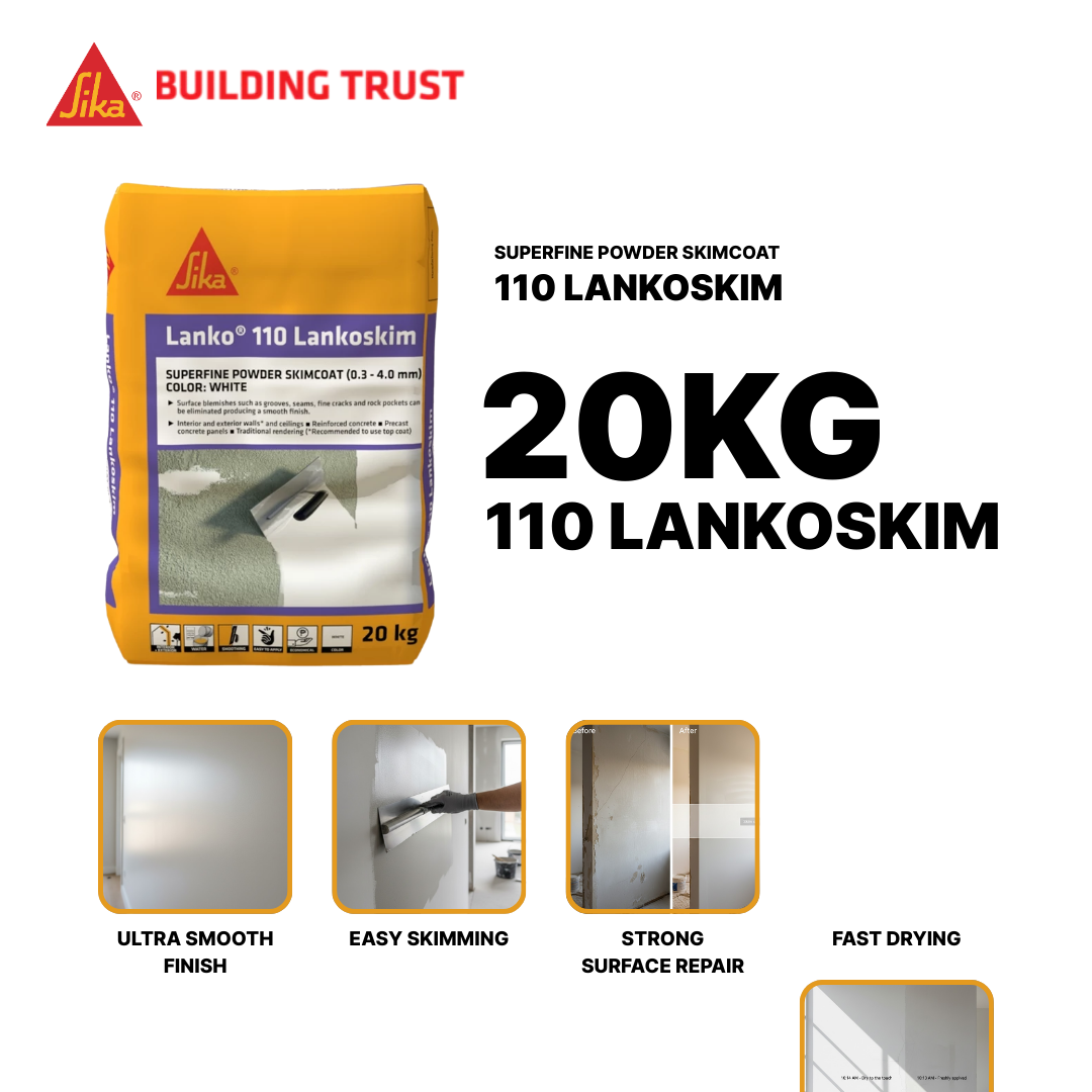 SIKA LANKO® LANKOSIM SUPERFINE SKIMCOAT RENDERING POWDER FOR INTERIOR & EXTERIOR WALL AND CEILING WHITE ( 25 KG )