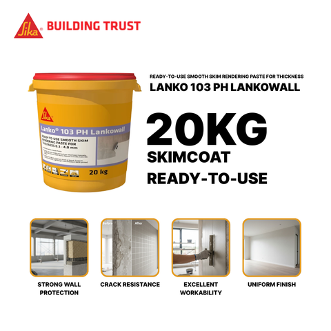 SIKA LANKO® 103 LANKOWALL  READY-TO-USE SMOOTH SKIM RENDERING PASTE FOR THICKNESS 0.3 MM - 4.0 MM ( 20KG )