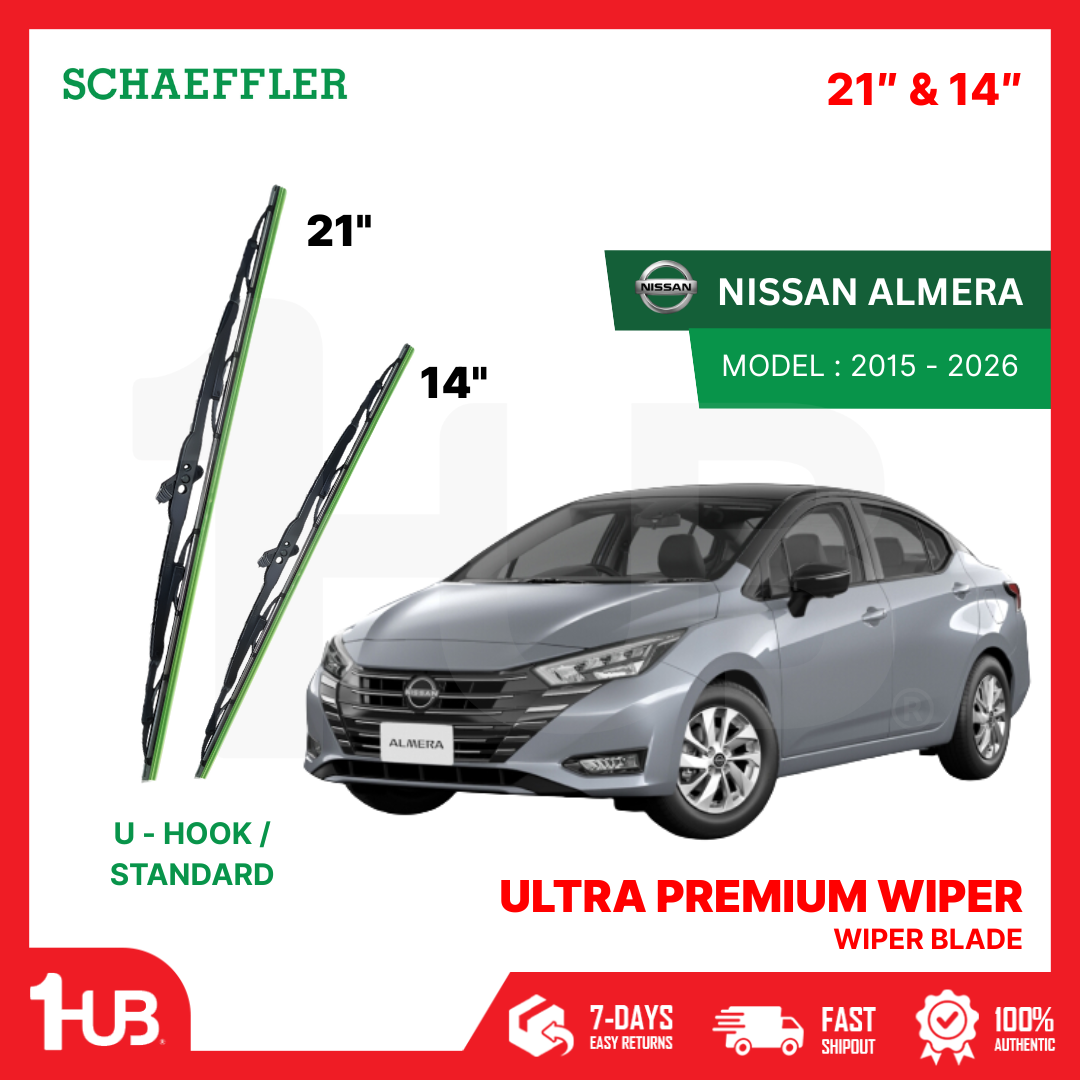 SCHAEFFLER ULTRA PREMIUM WIPER BLADE FOR NISSAN ALMERA 2015 - 2026 MODEL U-HOOK / MULTI-ADAPTOR BANANA TYPE