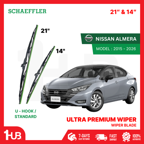 SCHAEFFLER ULTRA PREMIUM WIPER BLADE FOR NISSAN ALMERA 2015 - 2026 MODEL U-HOOK / MULTI-ADAPTOR BANANA TYPE