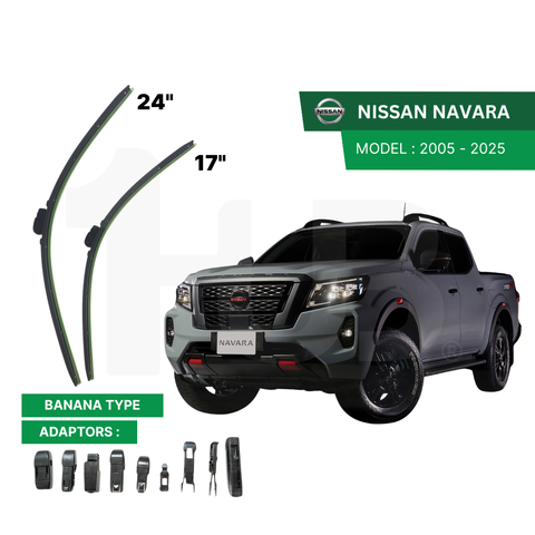 SCHAEFFLER ULTRA PREMIUM WIPER BLADE FOR NISSAN NAVARA D40 2005 - 2015, NAVARA NP300 2015 - 2025  MODEL U-HOOK / MULTI-ADAPTOR BANANA TYPE