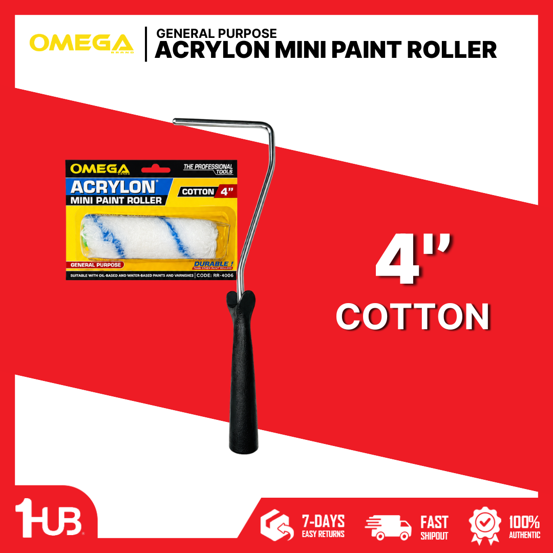 OMEGA Acrylon Mini Paint Roller 4 Inch Cotton | Smooth Paint Application | Professional Painting Tool