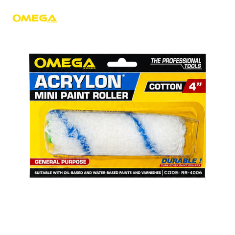OMEGA Acrylon Mini Paint Roller 4 Inch Cotton | Smooth Paint Application | Professional Painting Tool